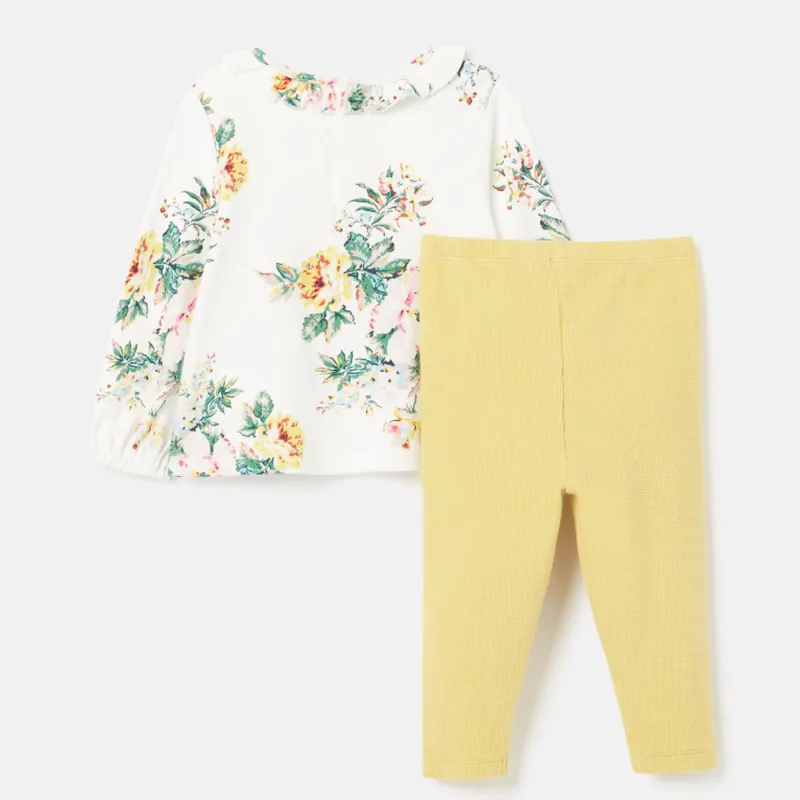 Joules Posie Waffle Legging Set - Floral White -1